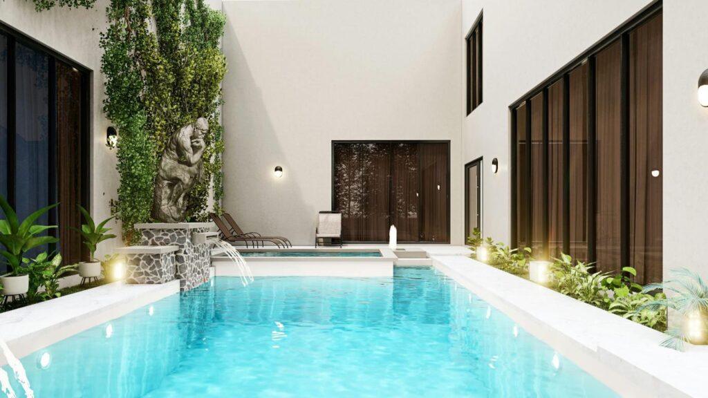 A residential swimming pool