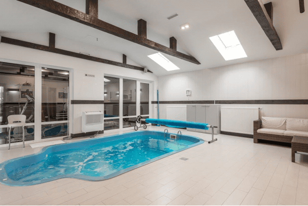 An indoor pool in a Pasadena home