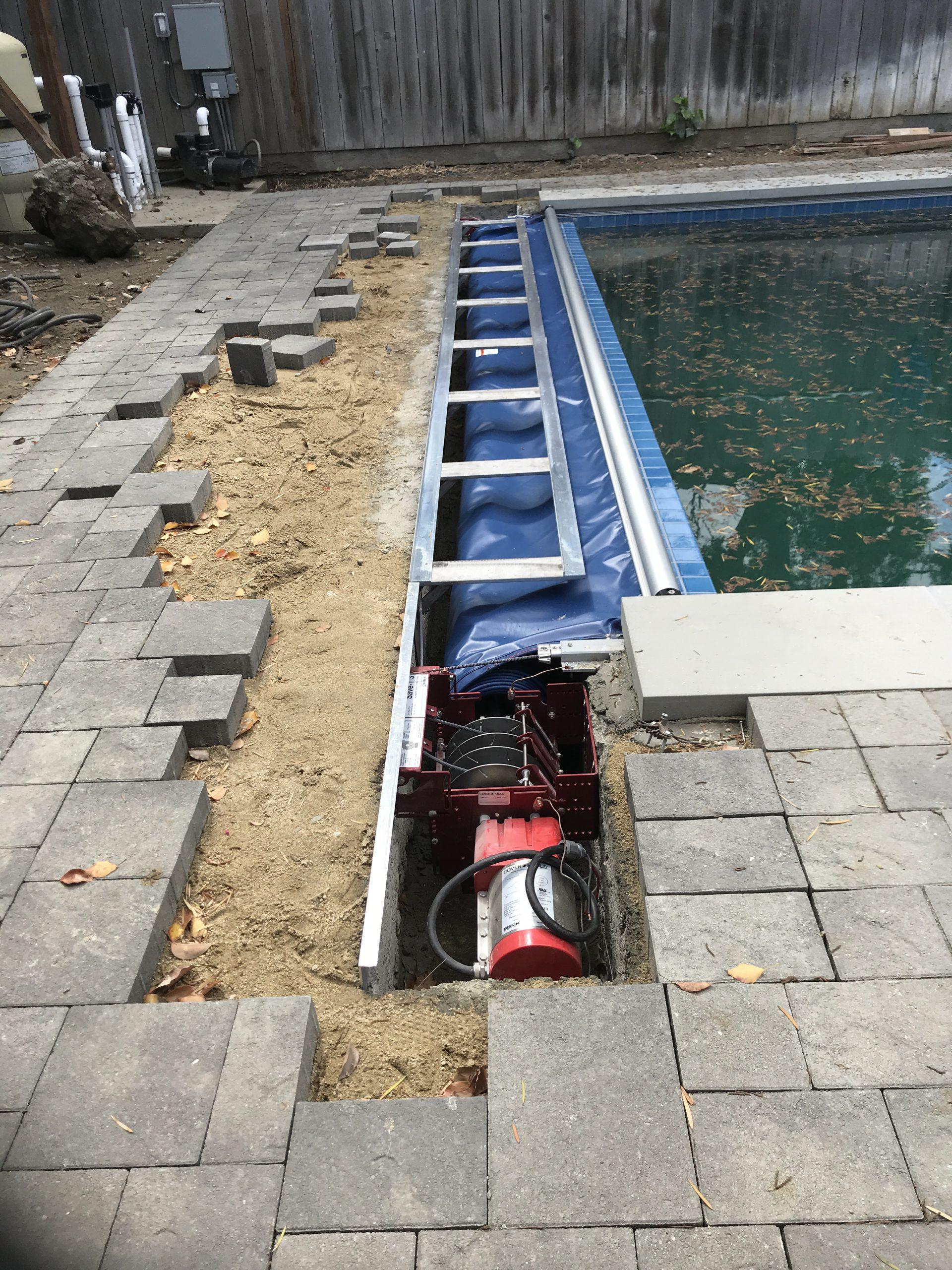 A newly remodeled commercial pool in Pasadena featuring custom coping, waterline tiles, and eco-friendly design elements.