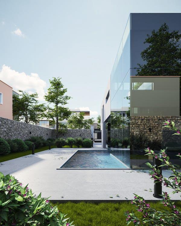 A luxurious custom-designed poolside area in Glendale
