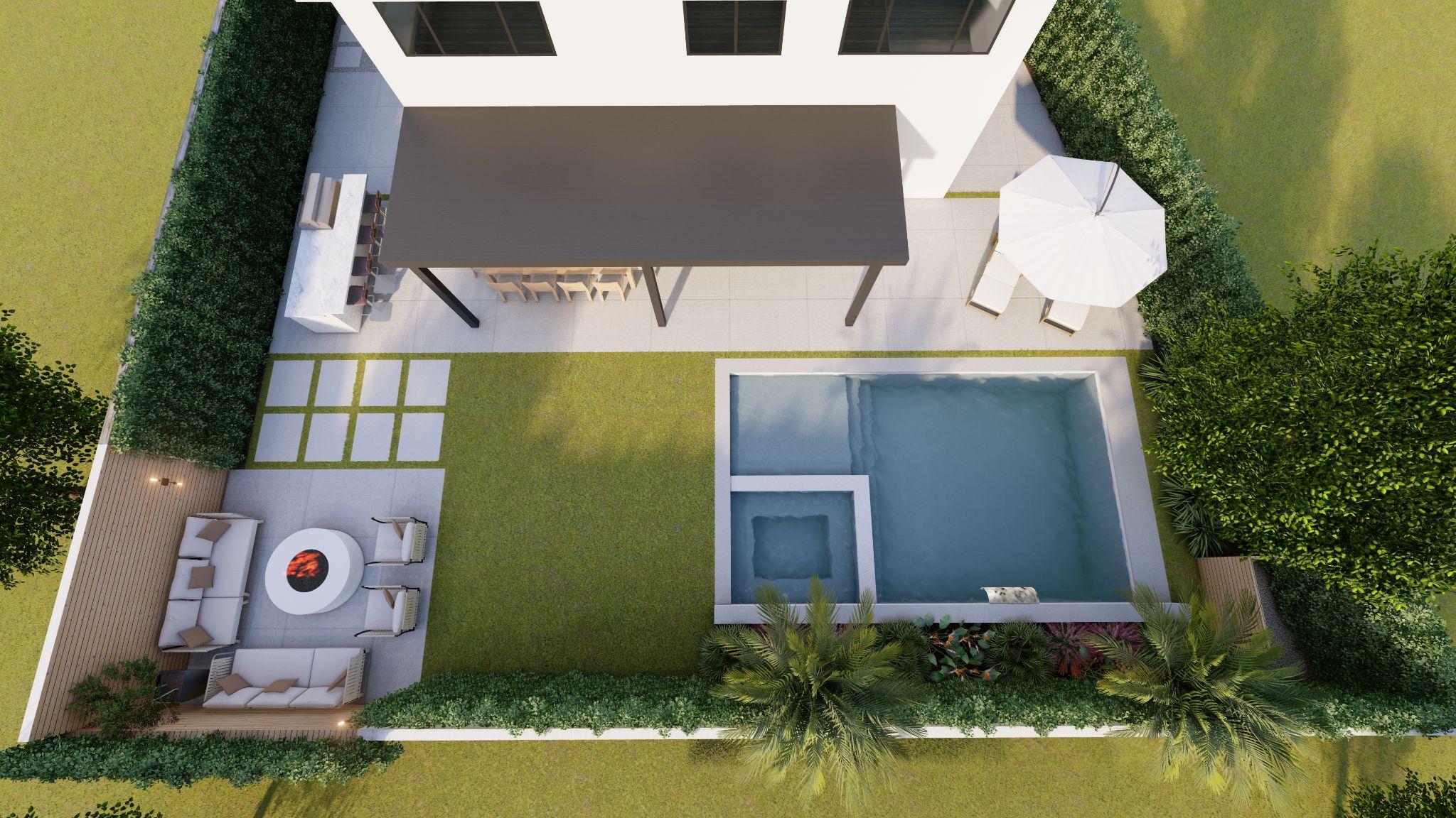 Custom-designed infinity edge pool overlooking El Segundo landscape