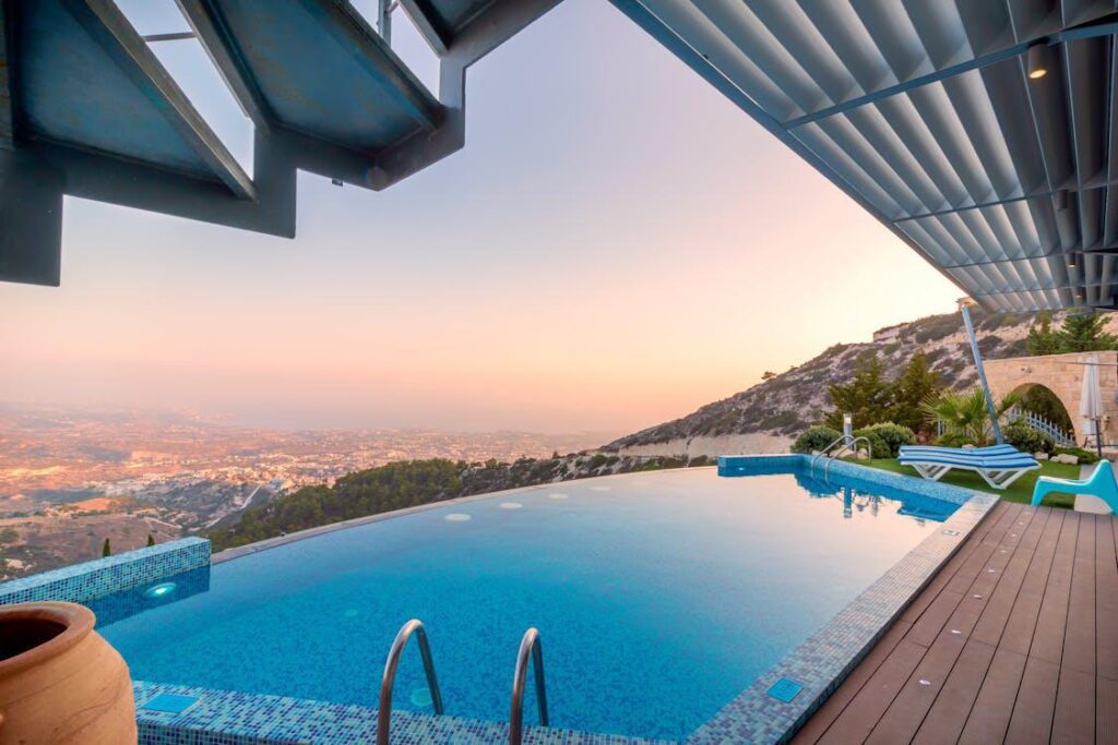 A newly built rooftop pool